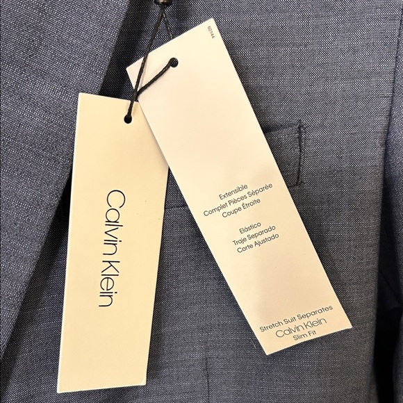 NWT Calvin Klein Boys Mixed Size, Slim Fit Medium Blue Single Breasted Suit - Picture 2 of 11